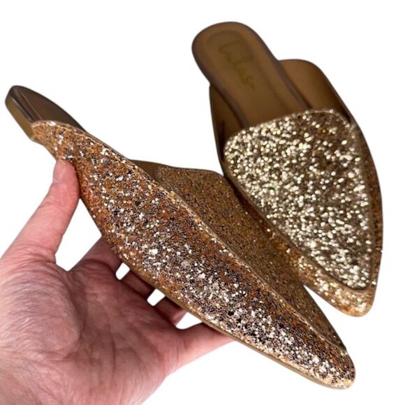 🔸BUNDLE ONLY🔸|EUC| LULUS Rose Gold Sparkly Joelle Mules - Picture 1 of 8